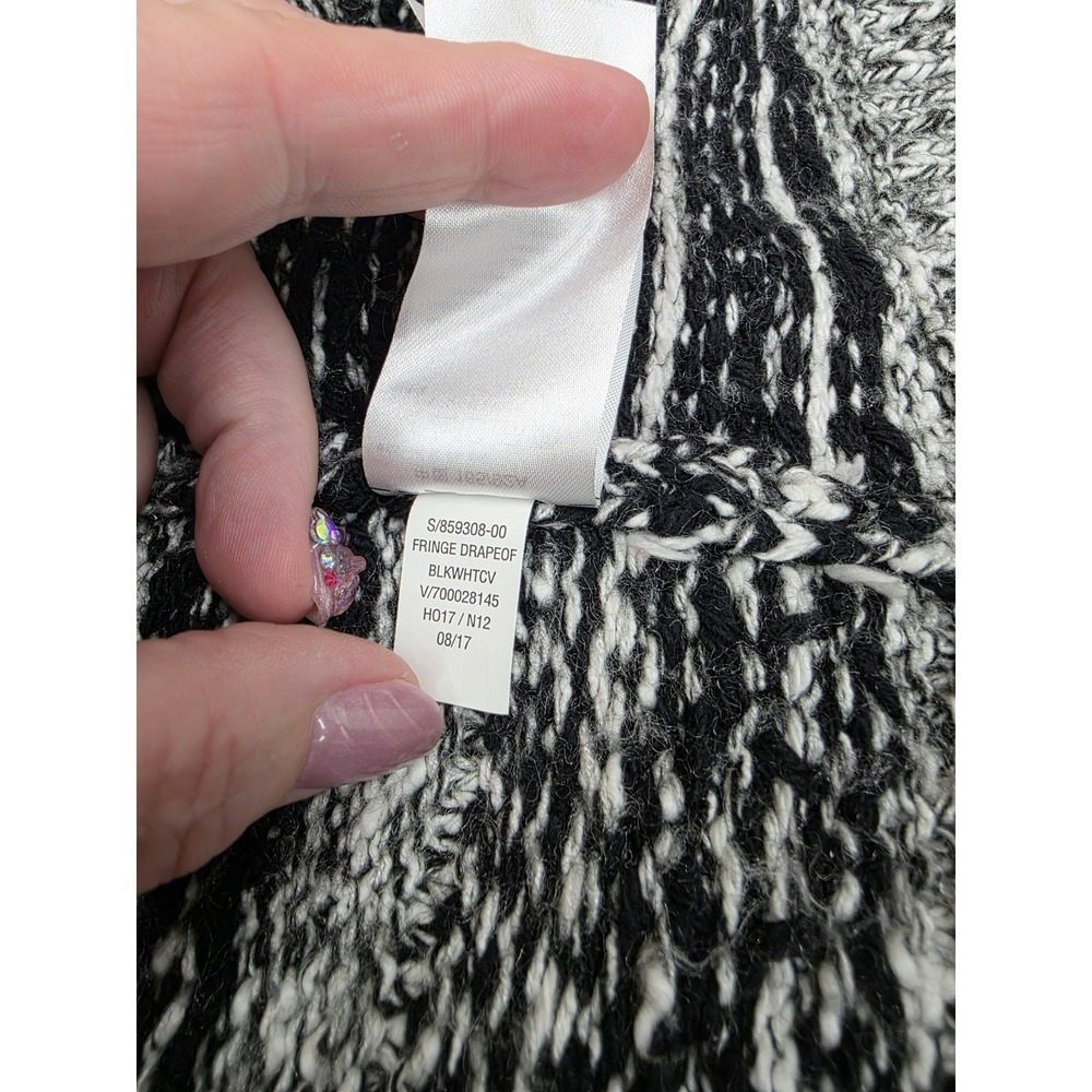 Old Navy Womens Medium Black White Geometric Fringe Open Front Cardigan Sweater - Picture 10 of 10